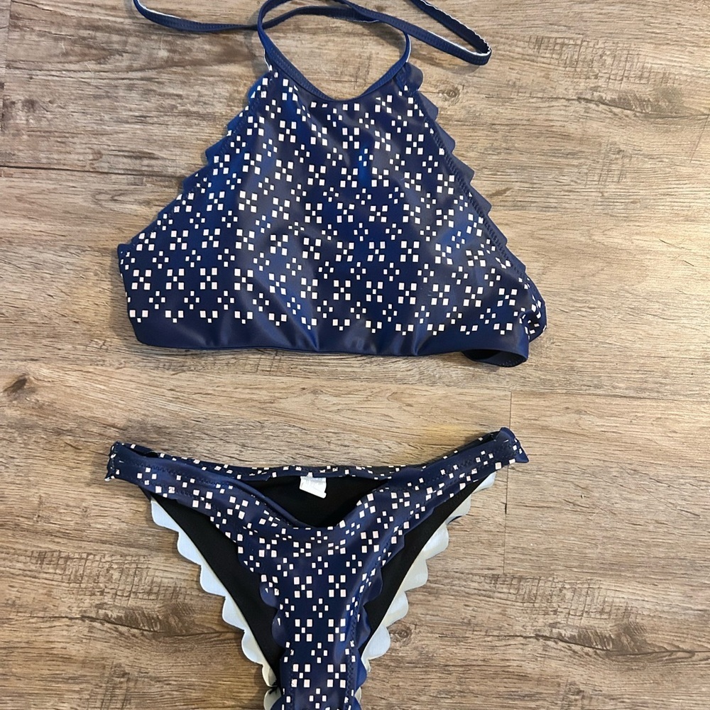 Navy Blue Geometric Bikini Set